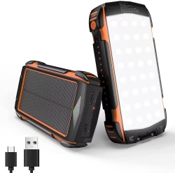 20000mAh Solar Power Bank with PD 18W QC 3.0 Quick Charge 5 Output & Input IP65 Waterproof Built-in Bright Flashlights